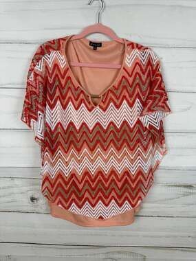 Olivia Blu Chevron Crochet Overlay Poncho Top